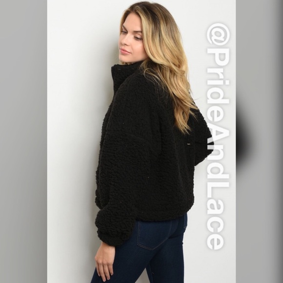 LAST 1️⃣ ☃️BLACK TEDDY BOMBER JACKET☃️ - Picture 3 of 5